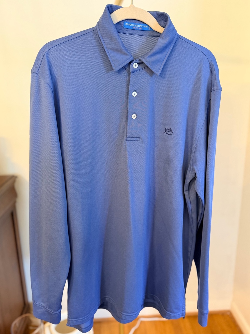 Southern Tide Tide to Trail Long-Sleeve Lightweight Polo in Periwinkle Blue